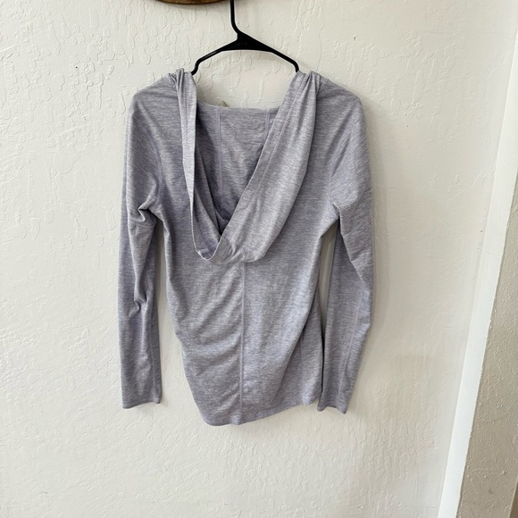 Zella Purple White Stripe Pullover Long Sleeve Hood Relaxed Oversize Small - Picture 5 of 8
